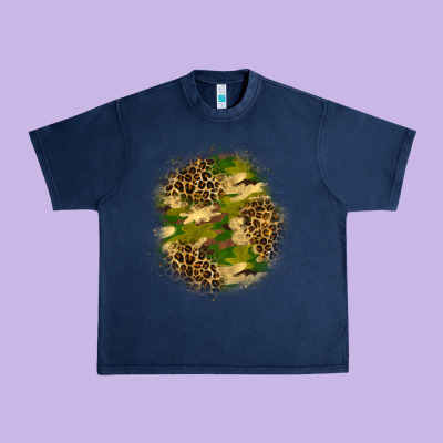 Camouflage And Leopard Patch Urban Heavy Tee Designed By Bundleandbundleshop