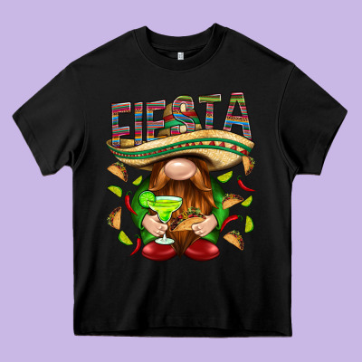 Fiesta Gnome With Tacos Mexico Heavy Core Tee Designed By Howdyjamesfarm
