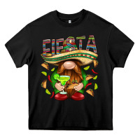 Black Fiesta gnome with tacos Mexico Heavy Core Tee - HowdyJamesFarm
