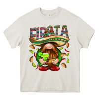 Cream Fiesta gnome with tacos Mexico Heavy Core Tee - HowdyJamesFarm