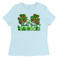 Baby Blue Shake Your Shamrocks Ladies Tee - FaDigitalArtStudio