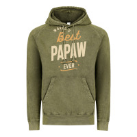 Vintage Olive Mens Best Papaw Ever Funny Dad / Grandpa Vintage Hoodie - DesigneFamous