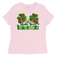 Bubblegum Pink Shake Your Shamrocks Ladies Tee - FaDigitalArtStudio
