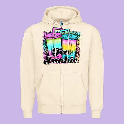 Tea Junkie Zipper Hoodie Designed By Jahusdesignshop