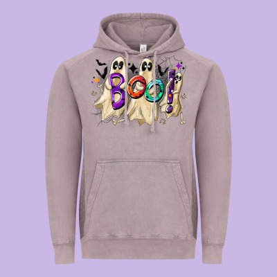 Boo Vintage Hoodie Designed By Cowhidedigitalart