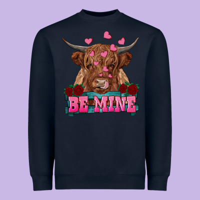 Be Mine Highland Cow Heavyweight Sweatshirt Designed By Ranaportraitstore