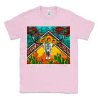 Bubblegum Pink western sunflowers longhorn bull skull Classic Tee - Artiststas