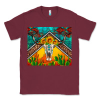 Burgundy western sunflowers longhorn bull skull Classic Tee - Artiststas
