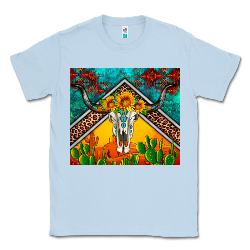 Western Sunflowers Longhorn Bull Skull Classic Tee by Artiststas | Teevron