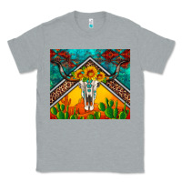 Heather Grey western sunflowers longhorn bull skull Classic Tee - Artiststas