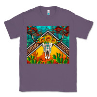 Lavender western sunflowers longhorn bull skull Classic Tee - Artiststas