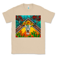 Mushroom western sunflowers longhorn bull skull Classic Tee - Artiststas