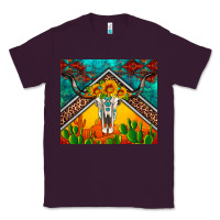 Plum western sunflowers longhorn bull skull Classic Tee - Artiststas