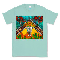 Seafoam western sunflowers longhorn bull skull Classic Tee - Artiststas