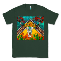 Sports Green western sunflowers longhorn bull skull Classic Tee - Artiststas