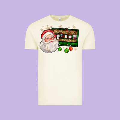 Santa Cassette Vintage Tee Designed By Fadigitalartstudio