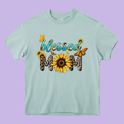 Blessed Mom Sunflower Butterfly Mother's Day Heavy Core Tee Designed By Howdyjamesfarm