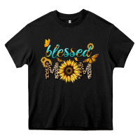Black Blessed mom sunflower butterfly mother's day Heavy Core Tee - HowdyJamesFarm