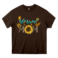 Chocolate Brown Blessed mom sunflower butterfly mother's day Heavy Core Tee - HowdyJamesFarm