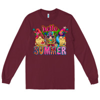 Burgundy Hello summer Gnome Long Sleeve Tee - CowhideDigitalArt