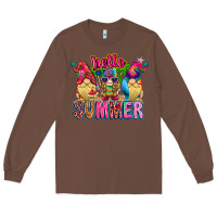 Chestnut Hello summer Gnome Long Sleeve Tee - CowhideDigitalArt