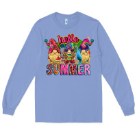 Colony Blue Hello summer Gnome Long Sleeve Tee - CowhideDigitalArt