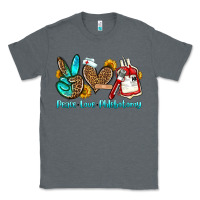 Charcoal Heather peace love phlebotomy Classic Tee - OliviaCreatesArt