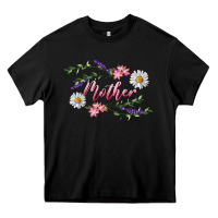 Black Floral Daisy Mother Heavy Core Tee - RanaPortraitStore