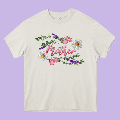 Floral Daisy Mother Heavy Core Tee Designed By Ranaportraitstore