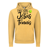 Vintage Mustard this girl runs on jesus and tennis Vintage Hoodie - DesigneFamous