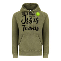Vintage Olive this girl runs on jesus and tennis Vintage Hoodie - DesigneFamous