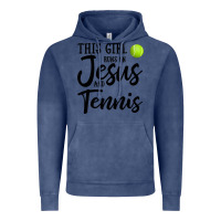 Vintage Denim this girl runs on jesus and tennis Vintage Hoodie - DesigneFamous