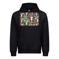 Black baby cow floral aztec background Urban Hoodie - Jasminsmagicworld