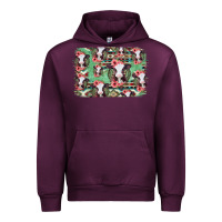 Mauve Wine baby cow floral aztec background Urban Hoodie - Jasminsmagicworld