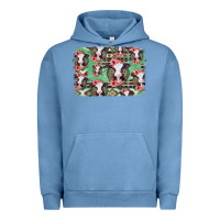 Pigment Pebble Blue baby cow floral aztec background Urban Hoodie - Jasminsmagicworld