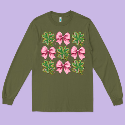 Clover Bow Long Sleeve Tee Designed By Cowhidedigitalart