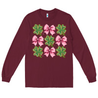 Burgundy clover bow Long Sleeve Tee - CowhideDigitalArt