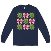 Navy clover bow Long Sleeve Tee - CowhideDigitalArt