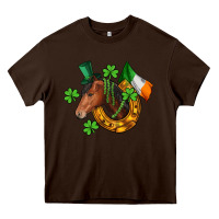 Chocolate Brown Horse with horseshoe St. Patrick's Heavy Core Tee - CowGirlArtShop
