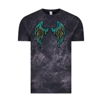 Cloud Black turquoise leopard wings Vintage Tee - RanaPortraitStore
