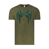 Vintage Olive turquoise leopard wings Vintage Tee - RanaPortraitStore