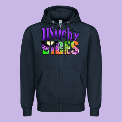 Witchy Vibes Zipper Hoodie Designed By Jahusdesignshop