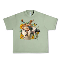Oil Green Black And White Cow Coffee Urban Heavy Tee - FaDigitalArtStudio
