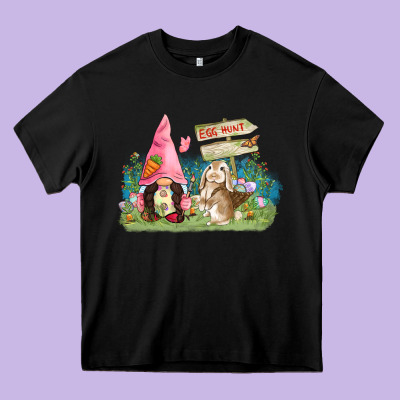 Easter Gnome And Rabbit Egg Hunt  Easter Day Heavy Core Tee Designed By Cowgirlartshop