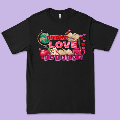 Valentine's Day Teach Love Inspire Premium Tee Designed By Fadigitalartstudio