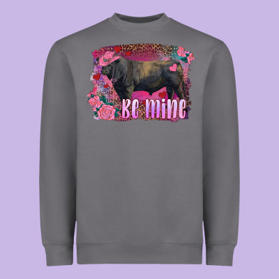 Be Mine Black Angus Bull Heavyweight Sweatshirt Designed By Ranaportraitstore
