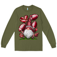 Army Green American Football Gnome Long Sleeve Tee - CowhideDigitalArt