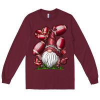 Burgundy American Football Gnome Long Sleeve Tee - CowhideDigitalArt