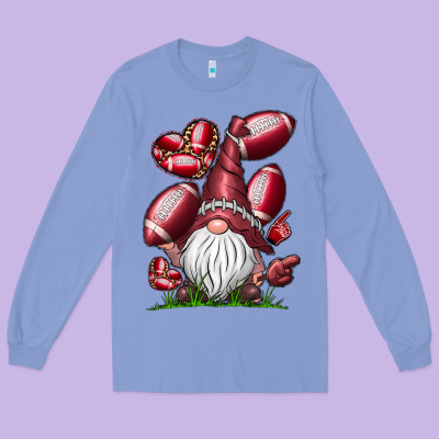 American Football Gnome Long Sleeve Tee Designed By Cowhidedigitalart