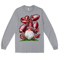 Heather Grey American Football Gnome Long Sleeve Tee - CowhideDigitalArt
